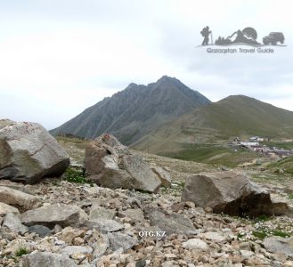 View from the south. The Great Almaty Peak 3681 m. Zailiysky Alatau Kazakhstan.