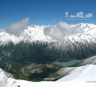 Panoramas from Mount Great Almaty Peak 3681 m. Zailiysky Alatau Kazakhstan.