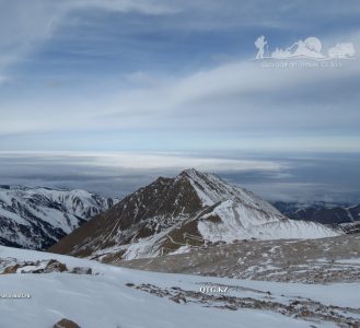 View from the south. The Great Almaty Peak 3681 m. Zailiysky Alatau Kazakhstan.