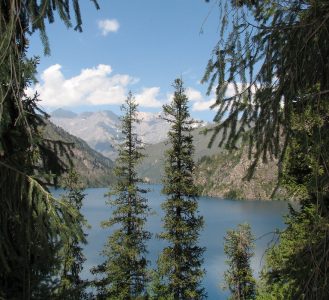 Lake Sary — Chelek 1874 m. Chatkal range. Kyrgyzstan.